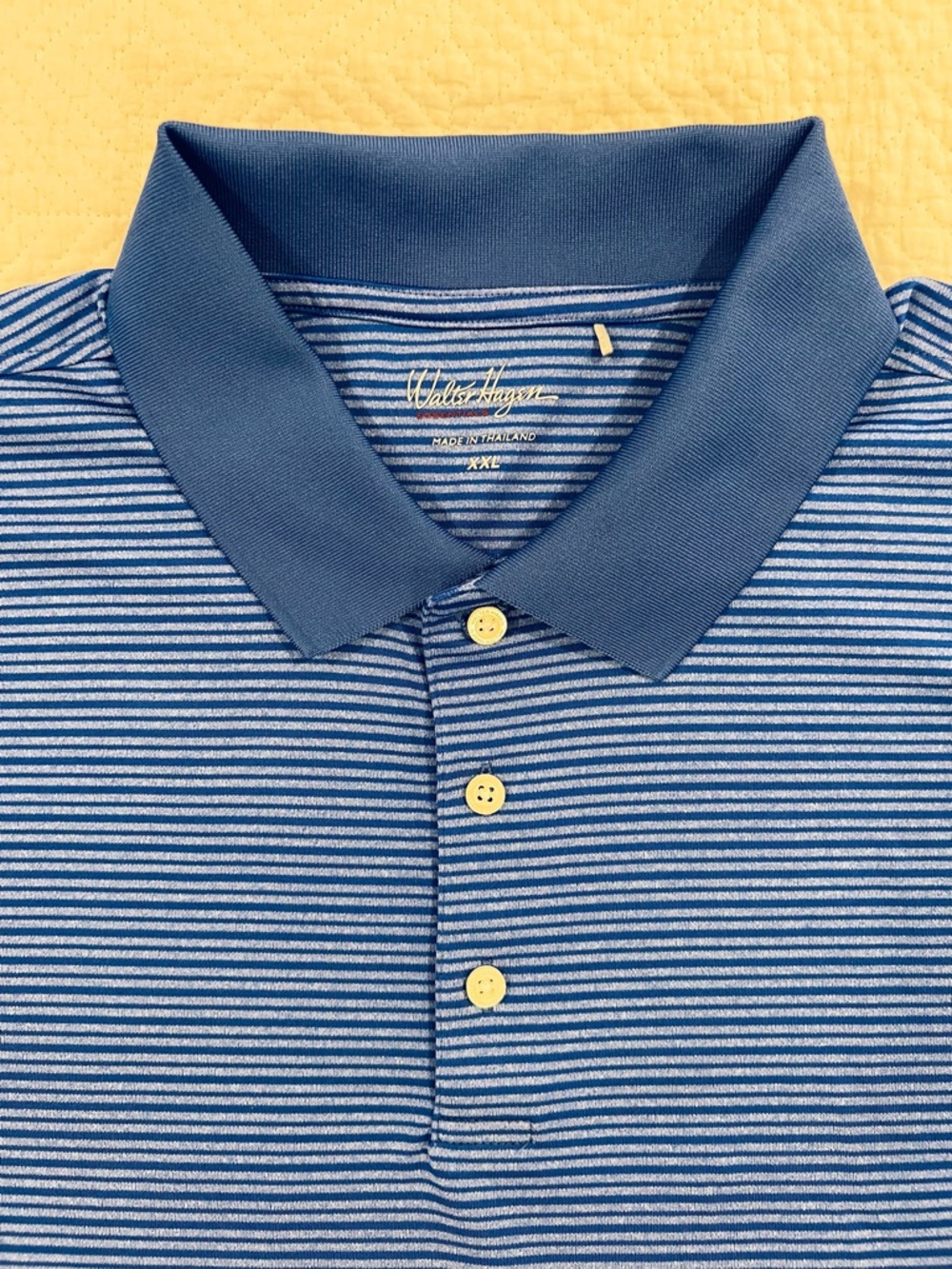 Walter Hagen Navy and White Narrow-Strip Polo